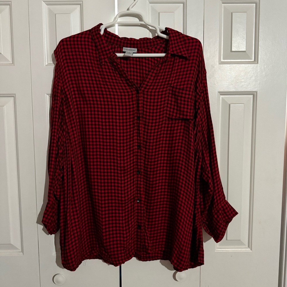 Catherines Red and Black Plaid Shirt